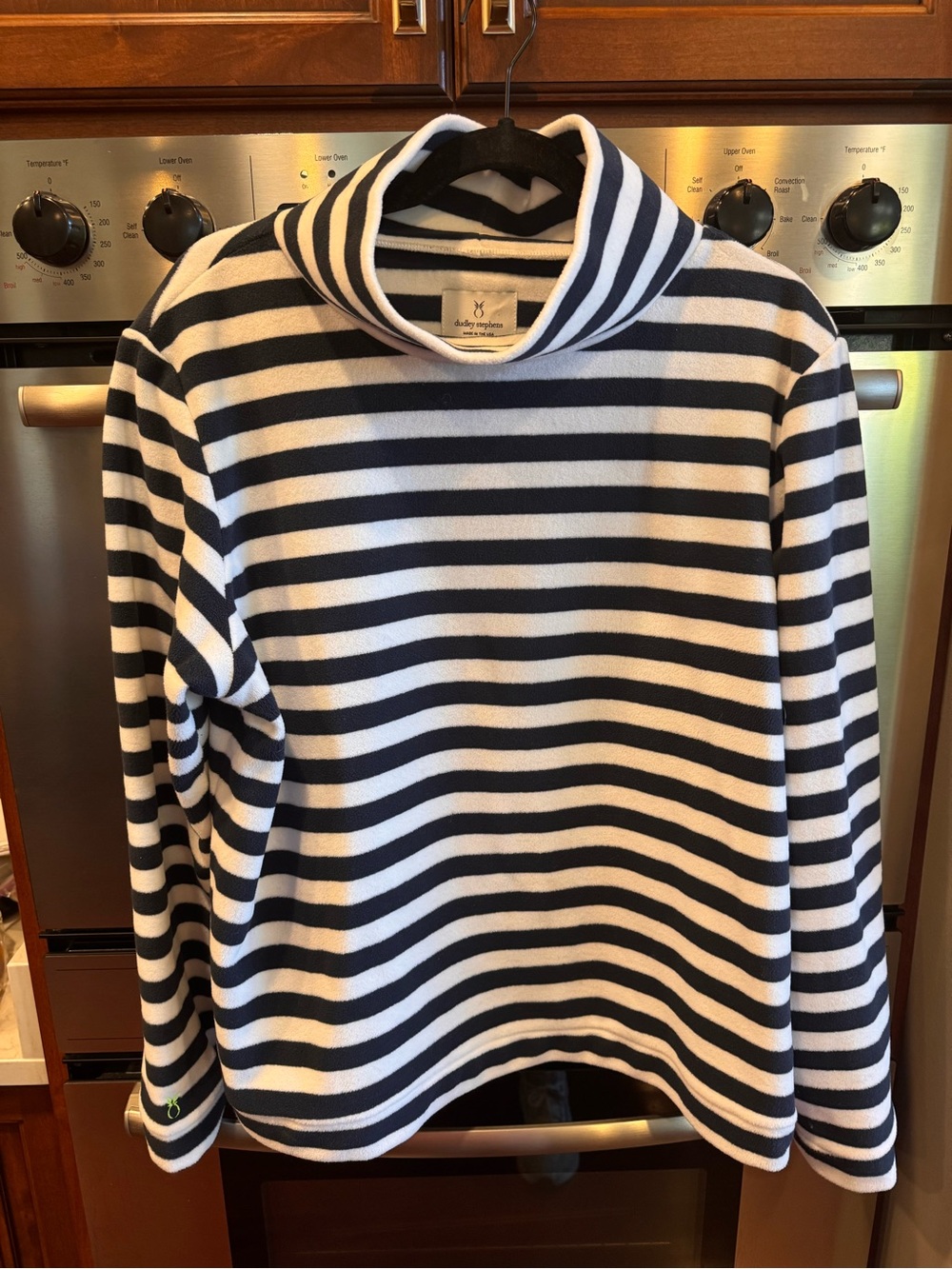 Dudley Stephens Park Slope Navy and White Striped Turtleneck Pullover